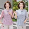 Stylish Seven-Sleeve Plus Size Shirt for Mature Women