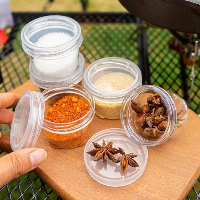 1 Set Portable Camping Spice Kit Outdoor Travel Spice Container Bag Clear Seasoning Bottles Travel Spice Holder Container Set