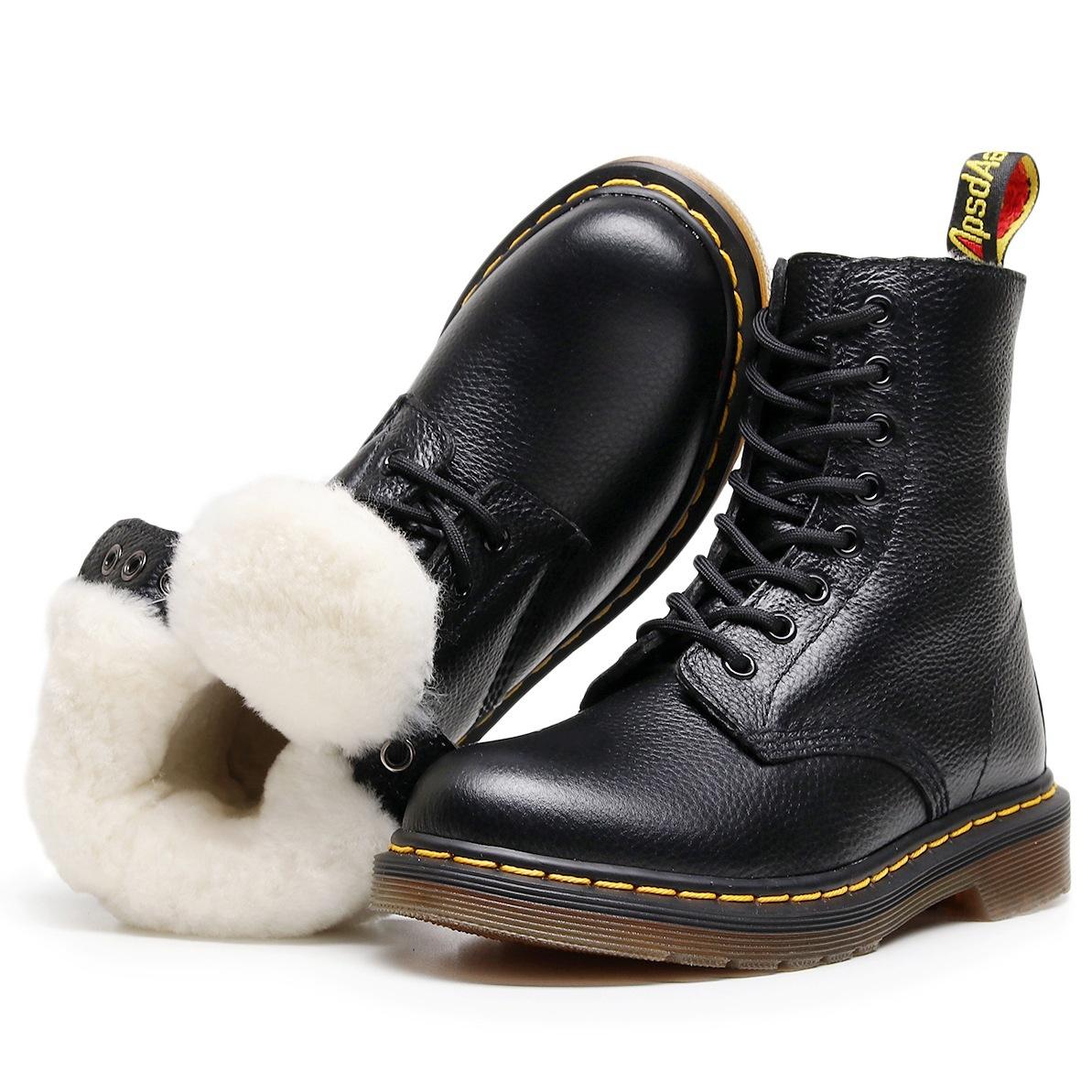 

Real wool lychee pattern tooling boots women s head layer soft cowhide short boots genuine leather locomotive boots round head trend 35