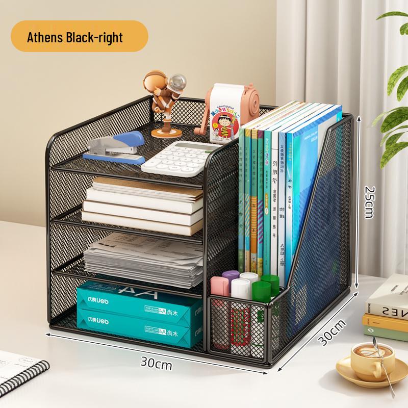 Desktop File Organizer: Multilayer Large Capacity Storage Rack for Office Supplies