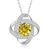 Sterling Clover Pendant Necklace With Full Crystal Zircon Adjustable Chain Women Daily Wear