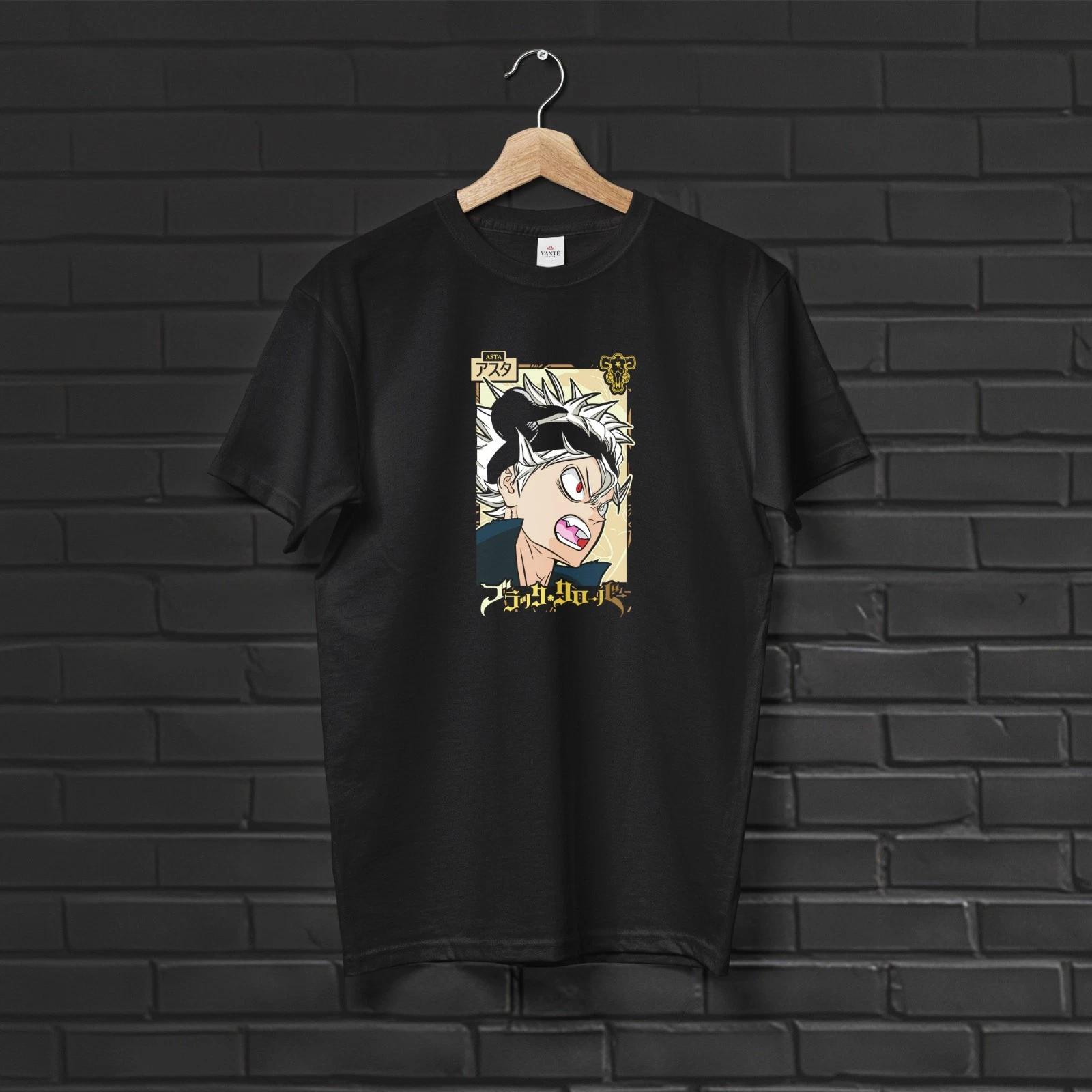 Asta Black Bulls Five Leaf Clover Graphic T-Shirt Anime Tee Gift L