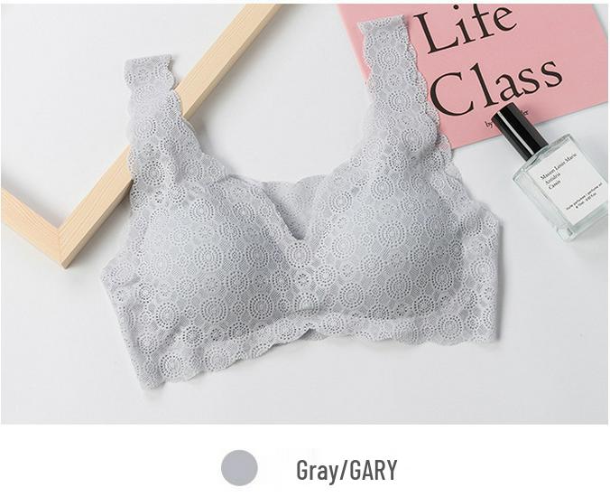 Breathable Ultra-Thin Lace Wireless Bra - Wrinkle-Resistant, Adjustable & Gathering Design S ( 100 lbs) синий