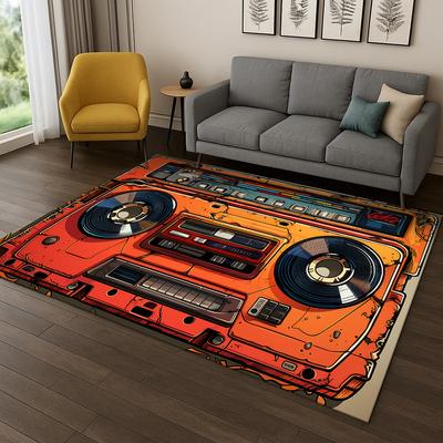 Klassisches Kassettenband Musik Retro Teppich für Zuhause Schlafzimmer Wohnzimmer Sofa Fußmatte Küchen Dekoration, Kinder Spiel rutschfester Bereichsteppich