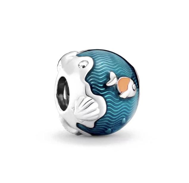 Pandantiv Charm Ocean Argint 925 Broască Țestoasă Delfin Sirenă Brățară DIY Bijuterii Cadou Femei Modă Seria Albastră