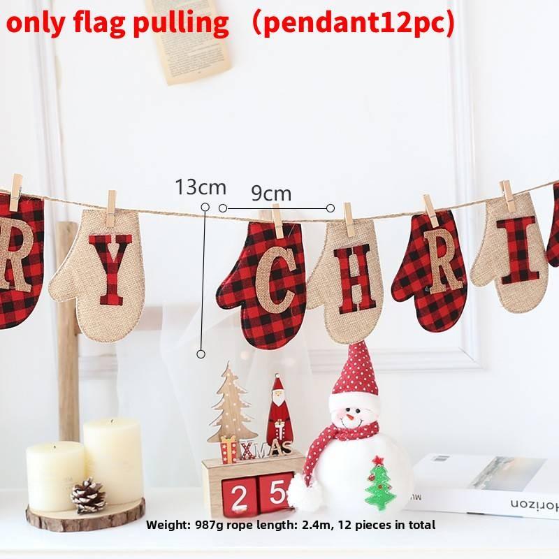 Christmas Banner Garlands With Glove And Sock Design For Holiday Party Decor
