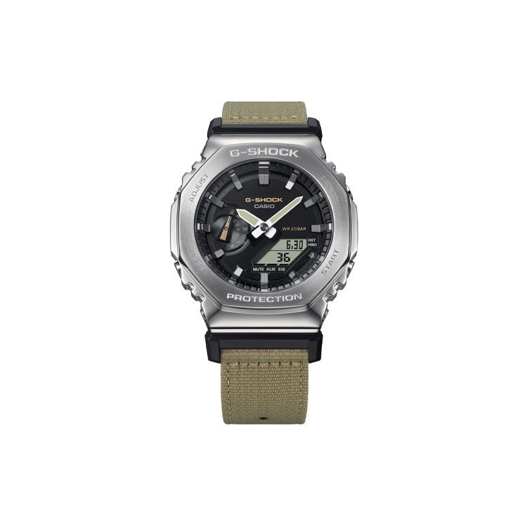 

Casio 200M Waterproof Quartz Movement Fabric Strap Watch Unisex Watches Black GM-2100C-5APRT Black Dial