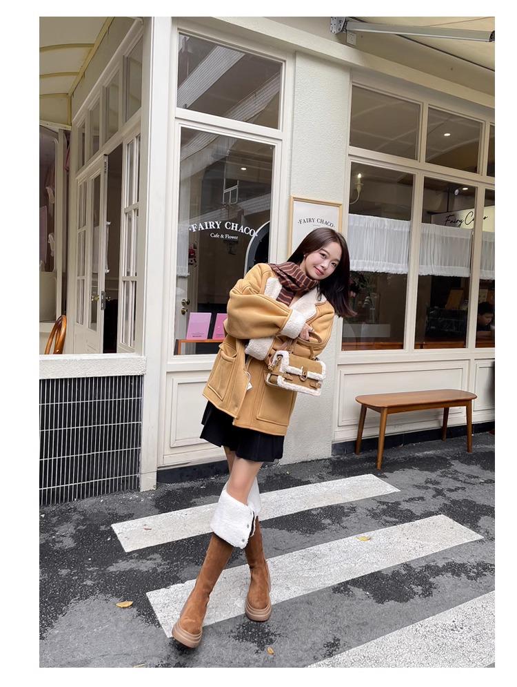 2025 Versatile Thick-Soled High-Heeled Martin Boots with Turn-Down Collar and Soft Sole - Stylish Spring & Autumn Fashion