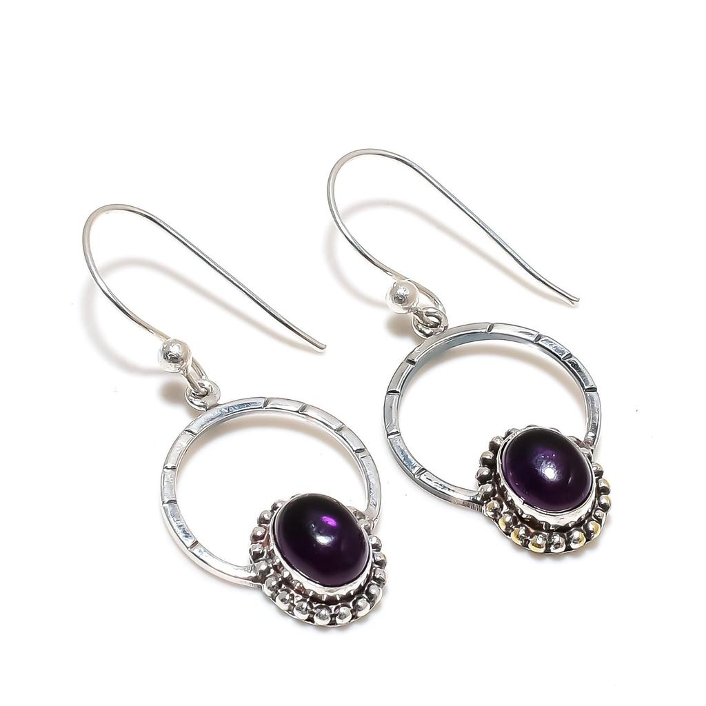 Natural Amethyst Gemstone Earrings, 925 Sterling Silver Earring, Handmade Boho Silver Jewelry Dangle Earrings, Party Wear Gifts