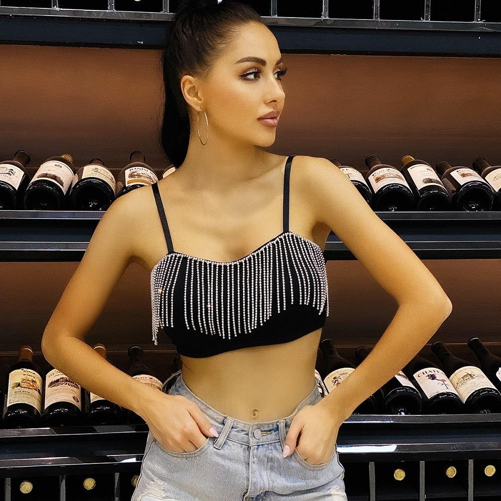 Tassel Rhinestone Chain Strapless Suspender Women's Nightclub Sexy Versatile Top