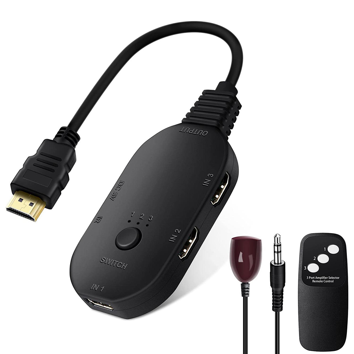 

Q2-4 HDMI Switch 4K 3 In 1 Out Splitter UHD 4K Resolution Switcher with Remote Control As Shown A