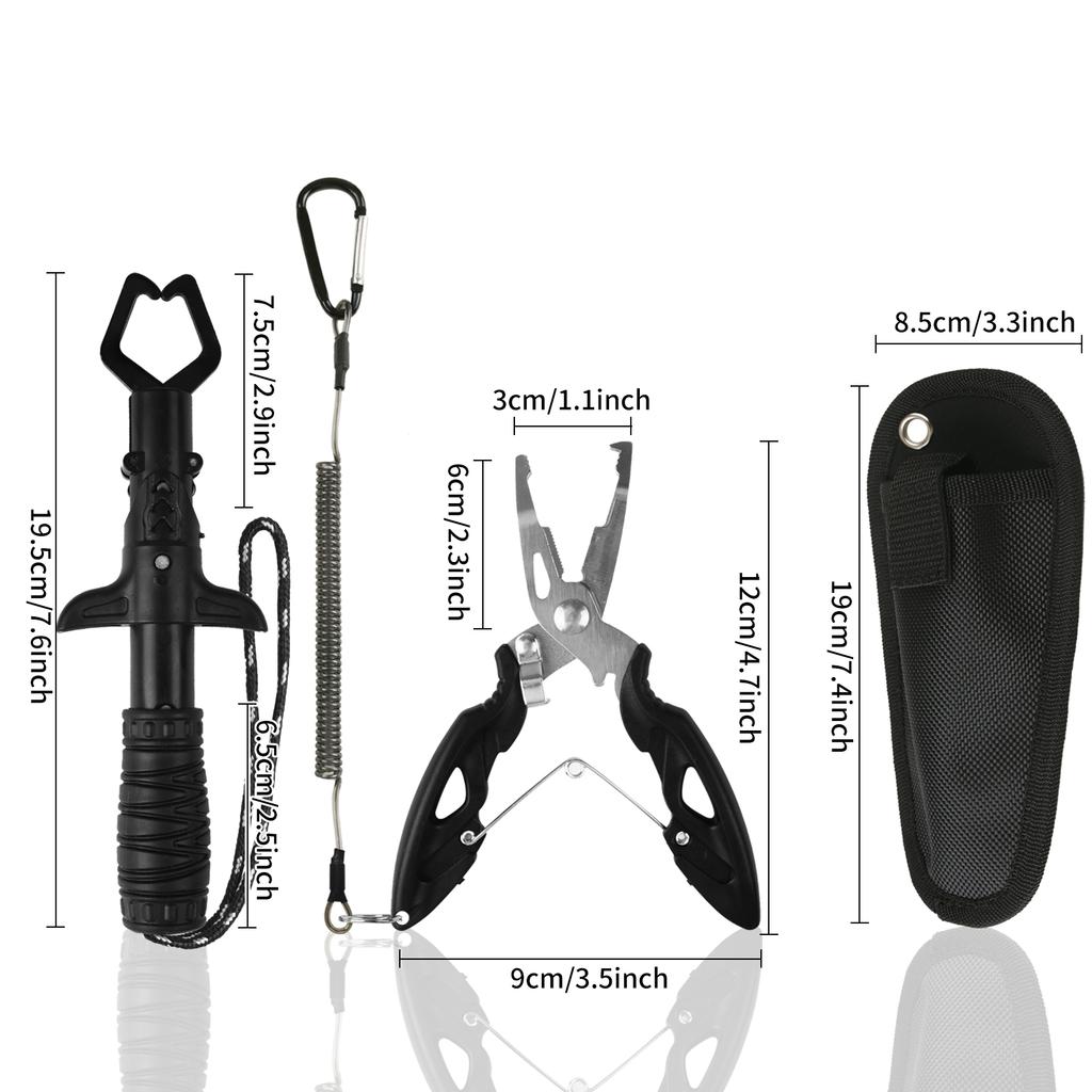 Fishing Tool Kit Fishing Net with Pliers Hook Remover Fish Gripper for Kayak Durable Foldable Fishing Tool Accessories Man Gifts