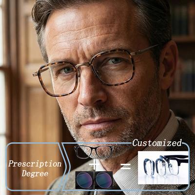 New Brand Design Vintage Square Frame Hyperopia Photochromic Prescription Man Glasses Anti Blue Light Myopia Astigmatism Eyewear