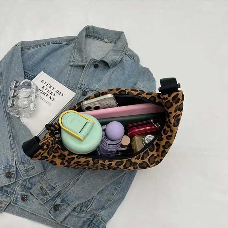 Leopard Print Crossbody Bags for Women Corduroy Casual Shoulder Tote Bags Ladies Sac A Main Femme Designer Luxury Handbags
