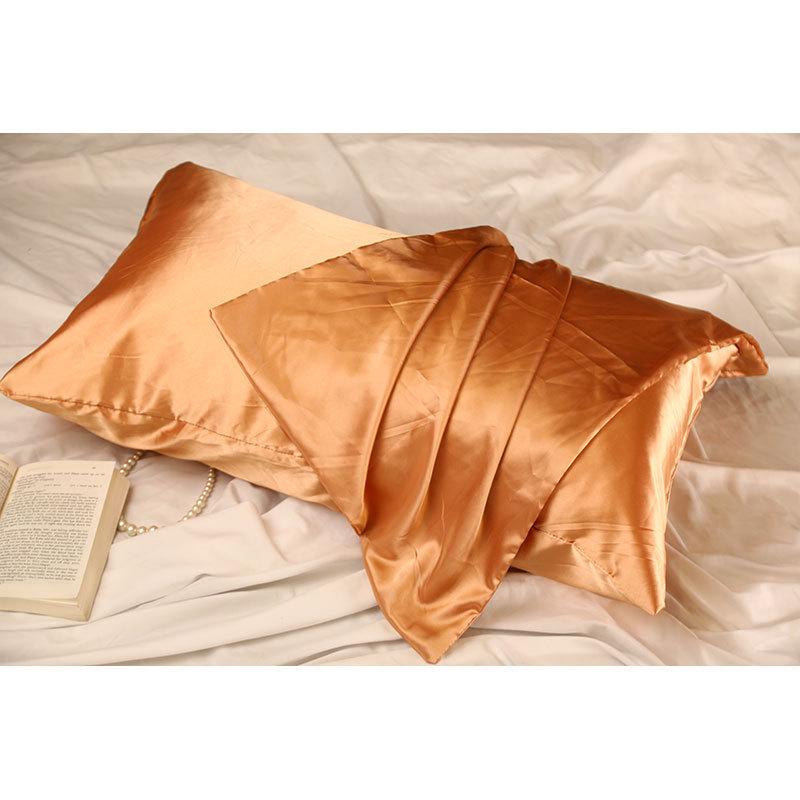 Solid Color Imitation Silk Pillowcase - Ice Silk Feel Satin Cushion Cover