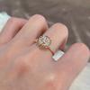 Kinel Heiß 585 Roségold Ringe Mode Rose Blume Natürlicher Zirkon Ring für Frauen Kristall Geschenk Täglich Feiner Vintage Hochzeits Schmuck
