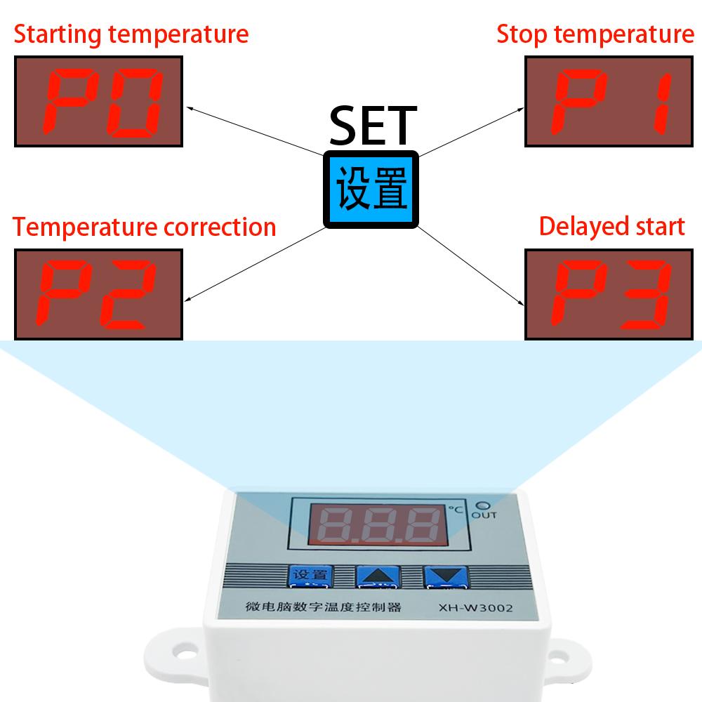 12V 24V 110V 220V Professioneller W3002 Digitaler LED-Temperaturregler 10A Thermostatregler XH-3002
