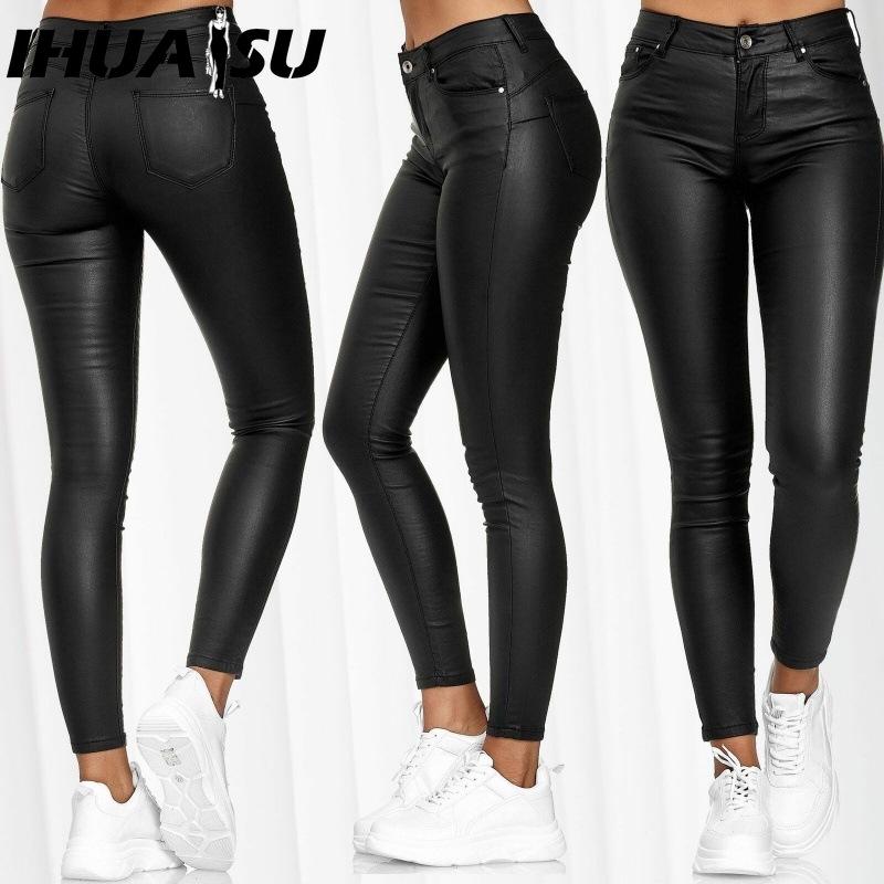 

IHUASU Женские модные повседневные однотонные брюки и капри с принтом XXXL чёрный