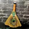 Big Broom Natural Amethyst Life Tree Halloween Peacock Feather Eye Altar Ornament  Witch Mini Broom Home Decoration Handicrafts