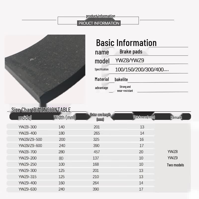 Kuangzhi Crane Hydraulic Brake Pad 125mm Width