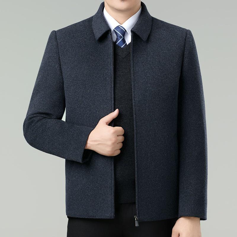Men's Double-Sided Cashmere Winter Jacket: Thick Wool Coat for Middle-Aged Dads