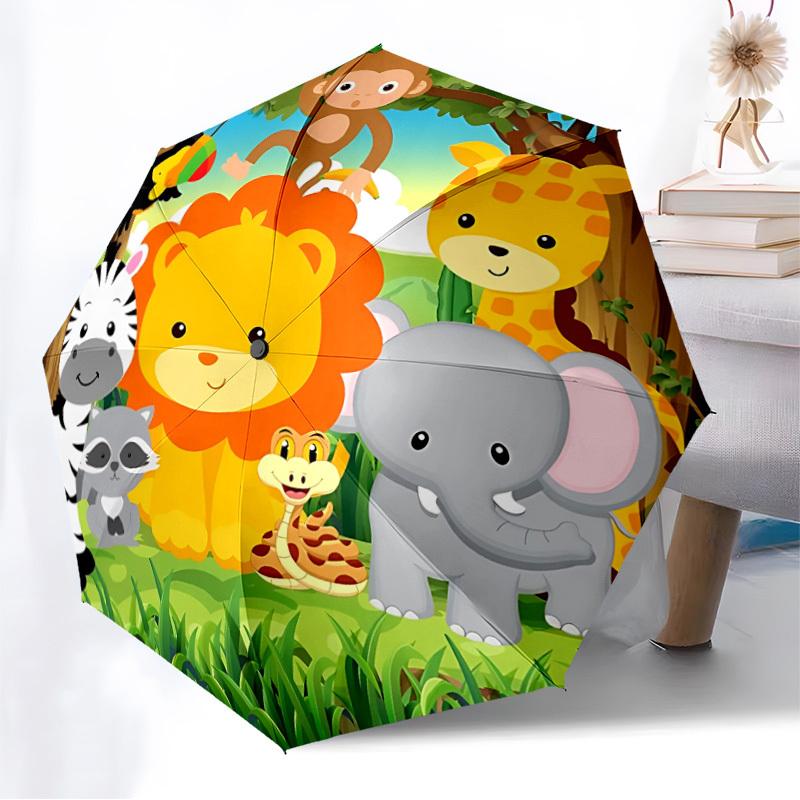 1pc Jungle Animals Automatic Open/Close Umbrella, Folding Compact Umbrella with Lightweight Design for Women/Men Yy251011049
