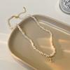 Baroque Special-Shaped Freshwater Pearl Necklace Temperament Fashionable Small Rice Grain Neck Chain Slightly Inlaid Zircon Cross Collarbone Chain