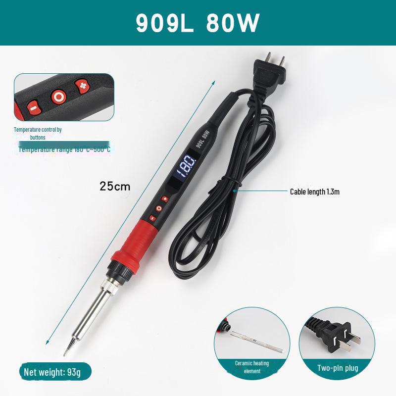 Fier de lipit electric cu temperatură controlată de 80 W cu afișaj digital pentru sudarea și întreținerea de uz casnic