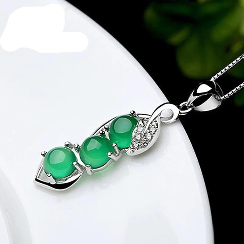 Huitan Peasecod Shaped Pendant Necklace for Women Temperament Green Stone Sparkling Cubic Zirconia Necklace Wedding Zircon New 45cm