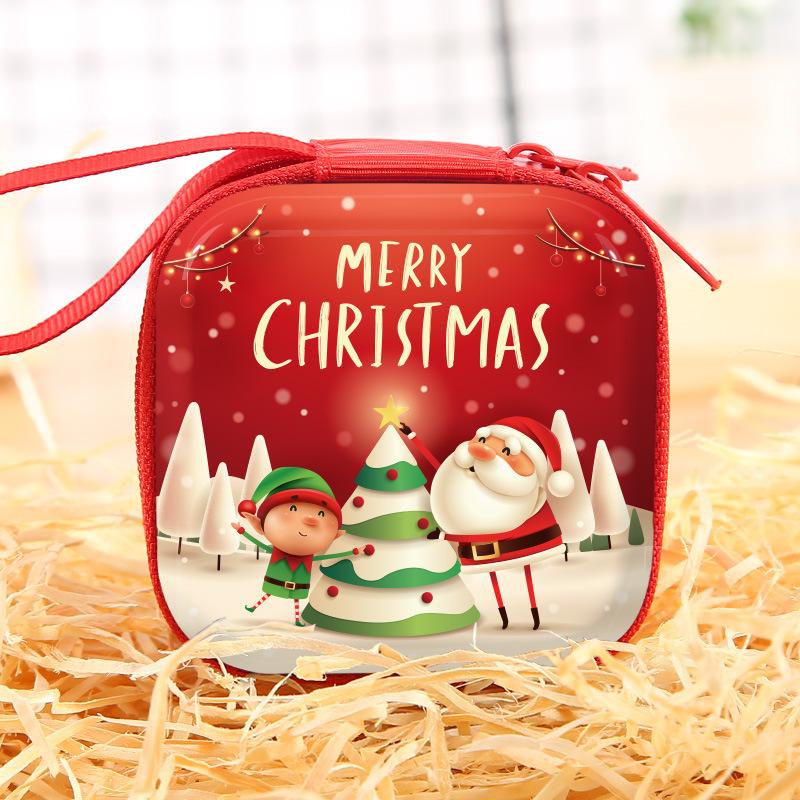 Christmas Decor Gift Zipper Wallet Children's Coin Purse Cute Santa Cartoon Holiday Gift Bags For Guests Wedding Birthday Party