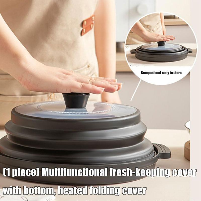 Collapsible Microwave Ovent Splatter Cover for Food with Tray Vented Silicone Splatter Guard Lid Plate Holder Kitchen Colander