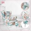 ARI PRINT Wing Chair with Footrest, Scandinavian Family Meble Leaves