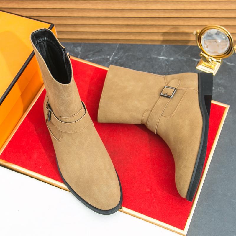 Mode Vinter Bästsäljande Herr Chelsea Boots Retro Business Korta Stövlar Hög Kvalitet Sidodragkedja Design Herr Läder Casual Skor