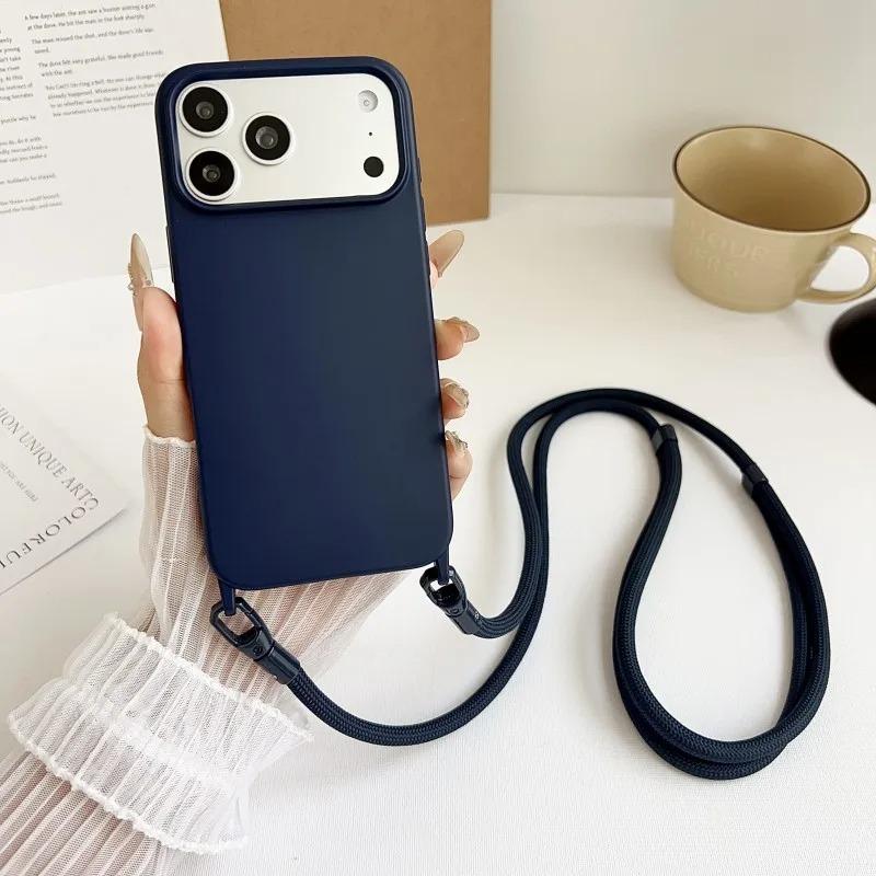 Custodia per Telefono con Laccetto in Silicone Per Per Iphone 17 16 1 14 13 Pro Max 17Pro 16Pro Air Antiurto Cinghia a Tracolla Cordoncino Copertura