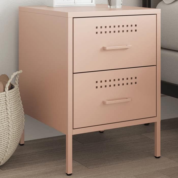 VidaXL Pink Bedside Table 36x39x50.5 Cm Steel 842924