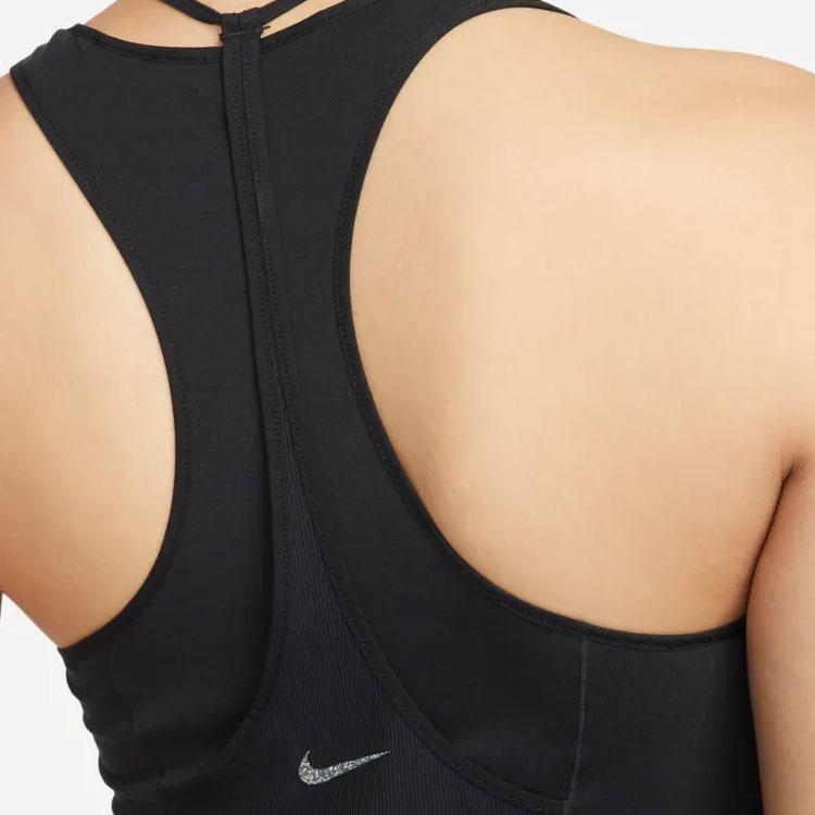 Nike Yoga Dri-FIT Luxe Ribbed Breathable Solid Color Wide Strap Tank Top Women tops Black DM7005-010