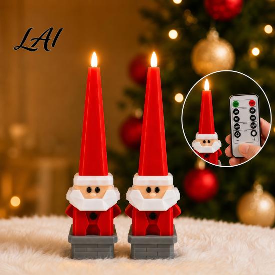 Modern Christmas Decorative Lamps Candle Light 3D Printed Santa Snowman Tree Light with Remote Unique Holiday Interior Lighting Control LED