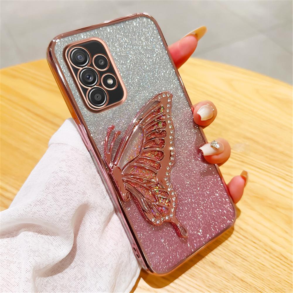

Bling Glitter Cute 3D Butterfly Quicksand Phone Case For Samsung A52 A50 A32 A22 A12 A31 A70 A51 A30 A71 A72 Soft Plating Cover For Samsung A12
