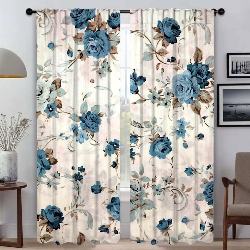 Modern Living Room Curtains for Camera Beauty Flowers Blackout Curtain Halloween Decoration Partition Home Interior Curtains