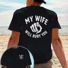 MY WIFE WILL BURY YOU Skull Fist Vintage Fun Motorcycle T-Shirt Cotton Double-Sided Print Men C