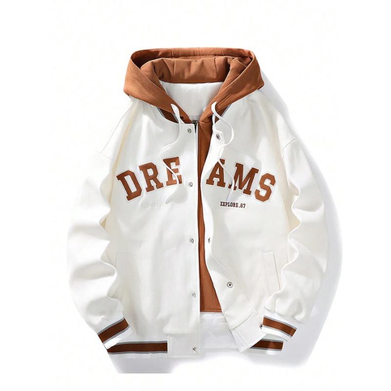 Men's Autumn New Brand All-match Student Letter Hooded Jacket Trendy Women High Quality Varsity Baseball Uniform Jacket