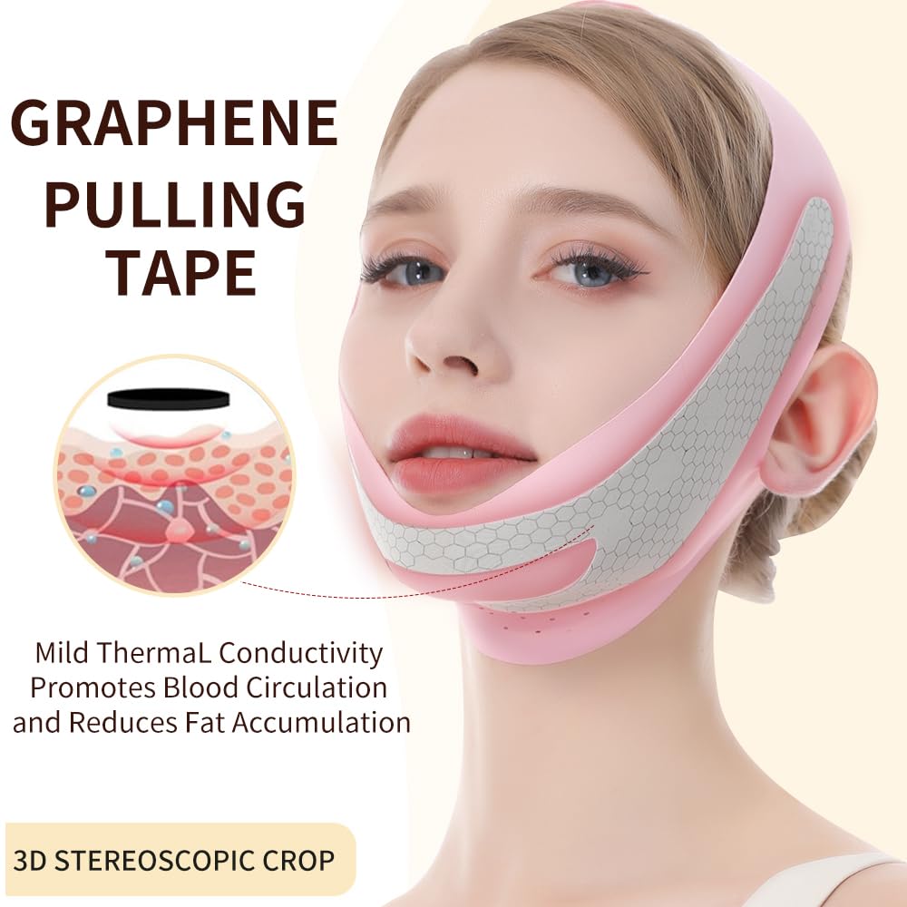 V Line Lifting Mask, V Shaped Face Mask, V Shaped Contouring Face Mask, Face Lifting Strap, Face Toning Belts, Jaw Exerciser, Washable and Reusable