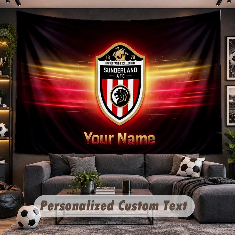Wall Hanging Tapestry Custom NameSunderland FC Pattern Personalized Printed Fabric Wall Decor