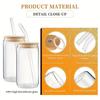 Reusable Glasses with Bamboo Lids and Glass Straw Beer Can Shaped Drinking Glasses Iced Coffee 2 Cleaning Brushes 17oz 4Pc Set