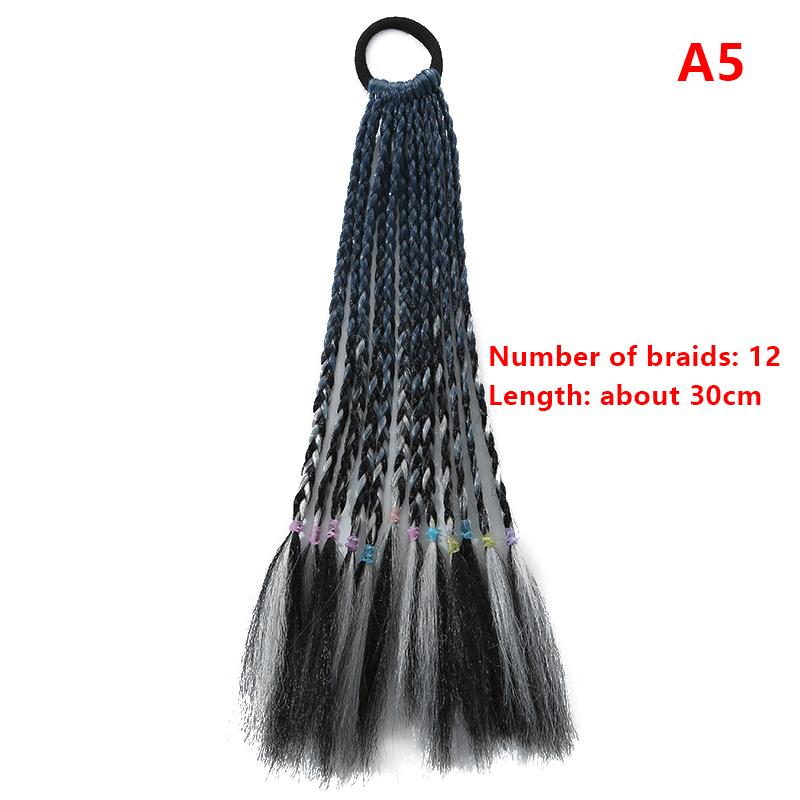 Children'S Wig Ponytail Dirty Braid Ponytail Hair Loop Short Three Braid Ponytai