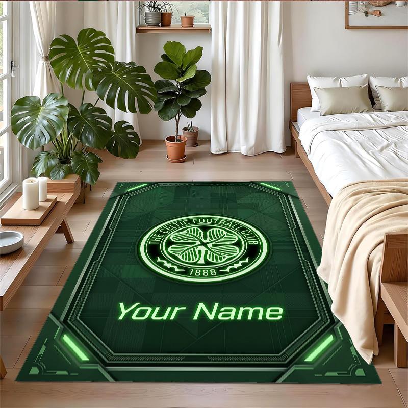 Crystal Velvet Rug Custom Name Text, Soft Non Slip Floor Mat Home DecorCeltic FC