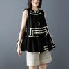 DIMANAF 2026 New Summer Plus Size Women Shirts Tees Casual Loose Blouse Button Sleeveless Lady Tops Pleated Print