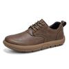 Men's Leather Casual Shoes,Lace-Up Wide Toe Box,Anti-Skid Sole,for Diabetics,Hallux Valgus,Bunions,Wide Feet,Brown,Khaki
