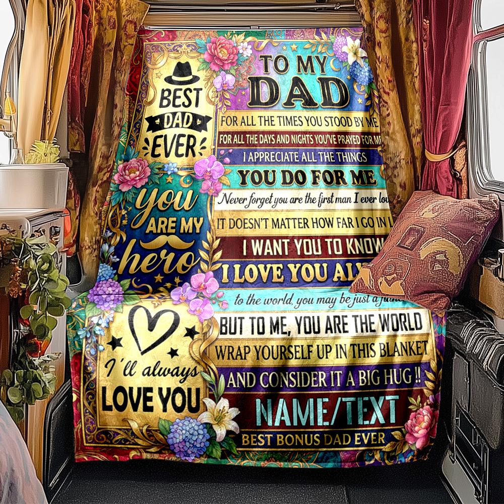 Father'S Day Thank You Dad Multipurpose Blanket Ultrasoft For Sofa Couch Office Bed Picnics Four Seasons Multipurpose Modern Style Suitable For