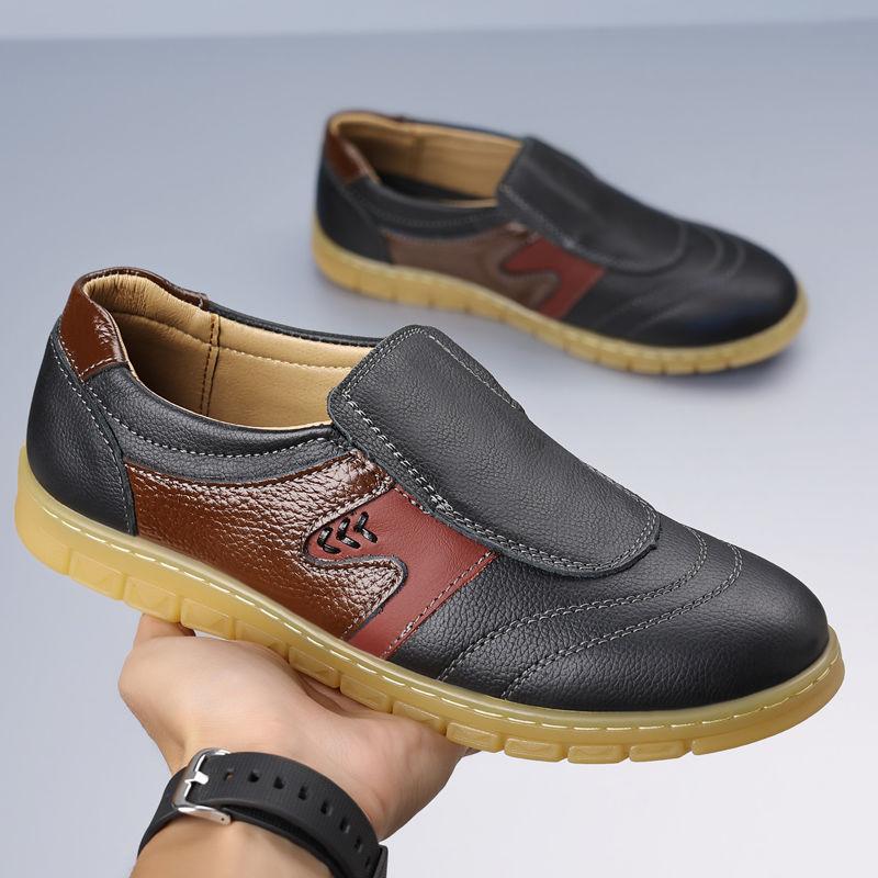 Fashion Oxfords Splicing Colour Moccasin Male Casual Shoe Non Slip Adults Social Pu Fashion 2025 On Sale Retro Trend Men's Leather Shoes